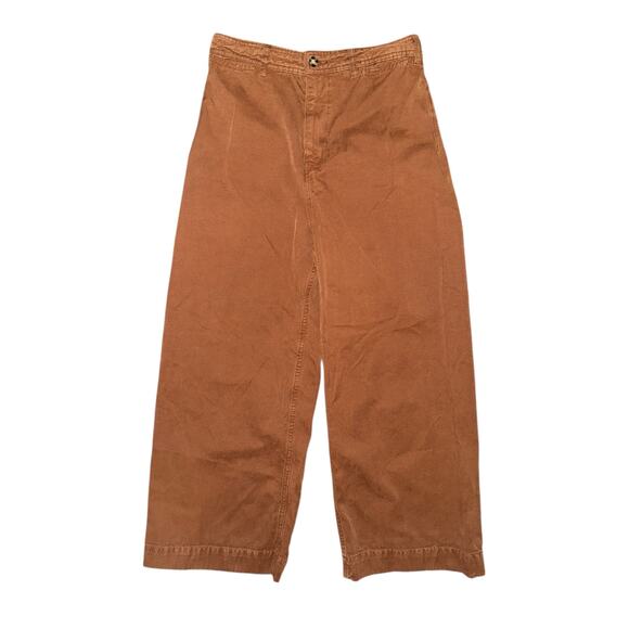 We The Free Brown Barrel Pants Size 29 Wide Leg Cropped High Rise Casual Cotton - Picture 4 of 10